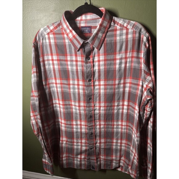 UNTUCKit Mourverda Red Plaid Slim Fit Button Down Men's XL - Picture 1 of 3